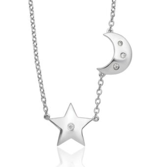 925 Sterling Silver Diamond Star Moon Chai