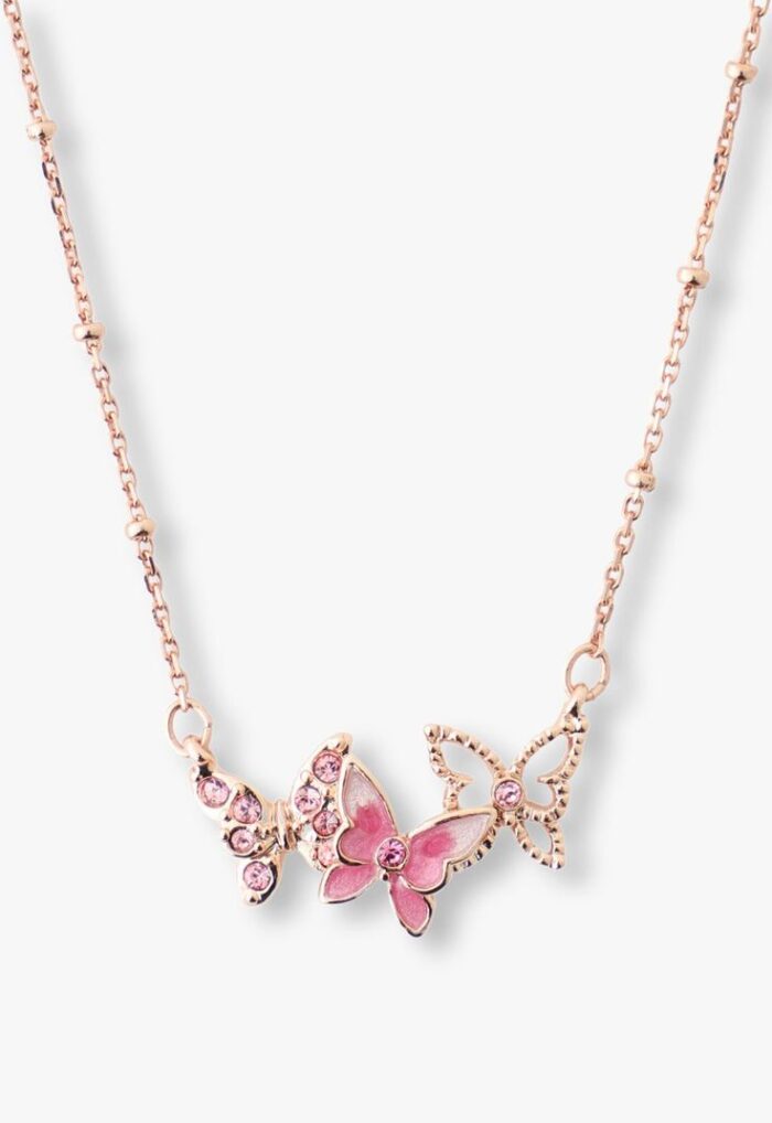 Bejeweled Butterfly Necklace - Pink Rose Gold