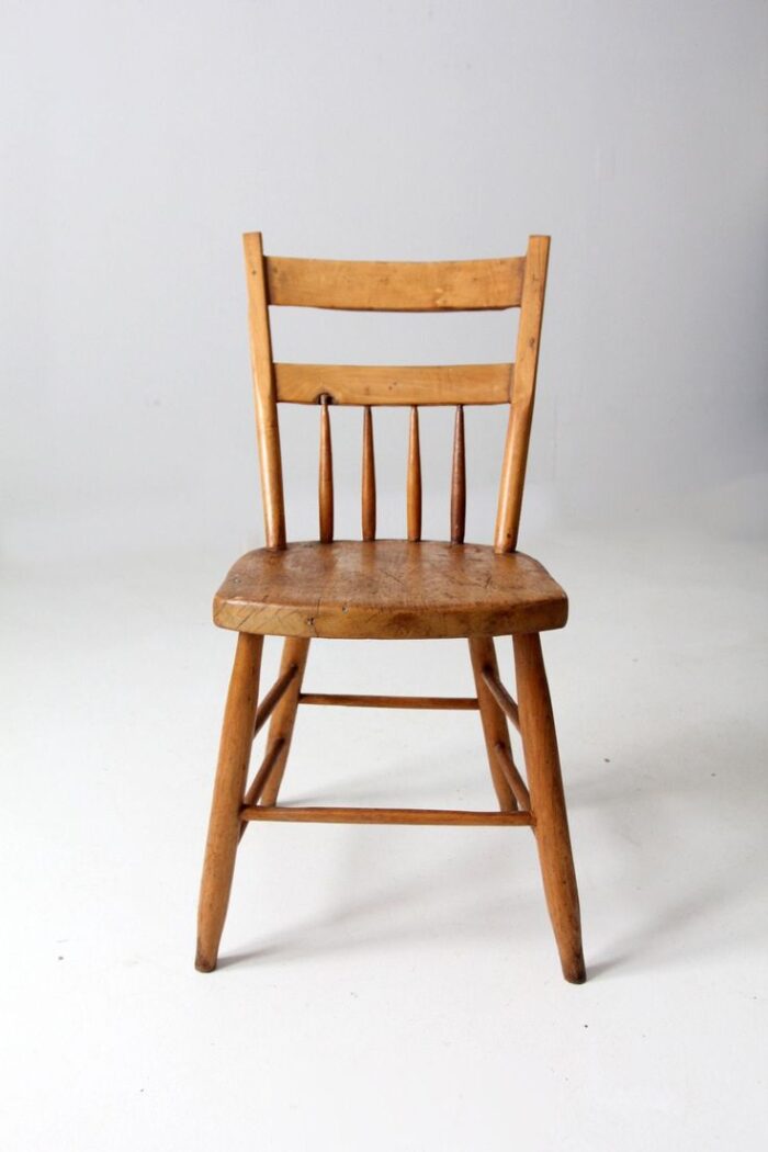 antique plank seat chair, farmhouse primitive chair