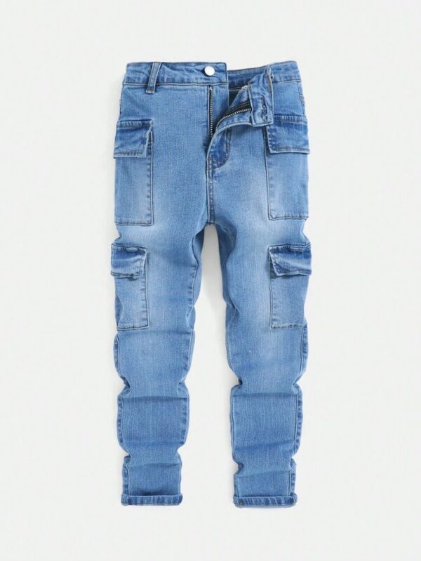 Tween Boy Flap Pocket Side Cargo Jeans - Image 1