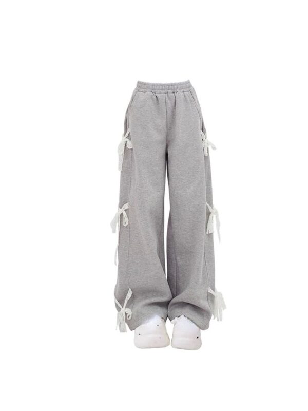 Yipinpay Women's Grey Lace Lace-up Pants - Image 1
