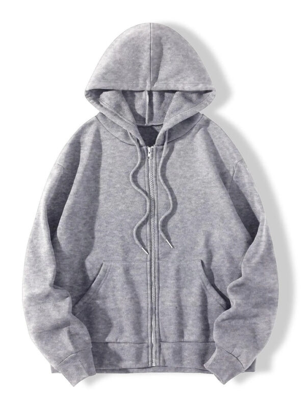 Zip Up Drawstring Hoodie - Image 1